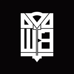 WB Logo monogram with shield emblem shape design template