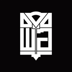 WG Logo monogram with shield emblem shape design template