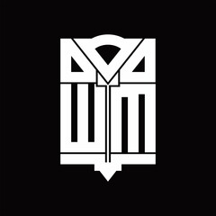 WM Logo monogram with shield emblem shape design template