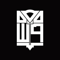 WP Logo monogram with shield emblem shape design template