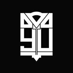 YU Logo monogram with shield emblem shape design template