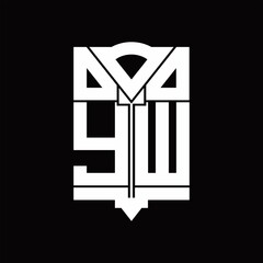 YW Logo monogram with shield emblem shape design template