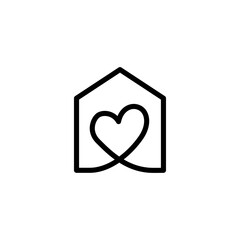 Vector house and heart icon on white background