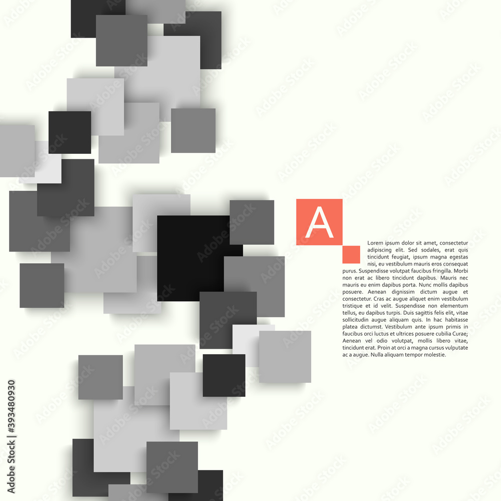 Poster 3d web banner with connect square with shadow on white background. Banner, brochure & cover design template