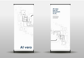 Blank template. Web banner layout. Advertising flyer brochure with connect lines