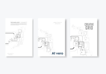 Blank template. Web banner layout. Advertising flyer brochure with connect lines