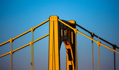 Pittsburgh Urban City Infastructure with pretty colors, bridges, city skyline and room for copy 
