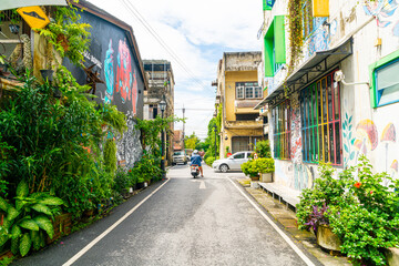 Fototapeta na wymiar SONGKHLA, THAILAND - 2020 Nov 15 : Colorful and beautiful building old town and landscape in Songkhla, Thailand