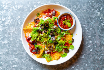 chicken nachos on plate