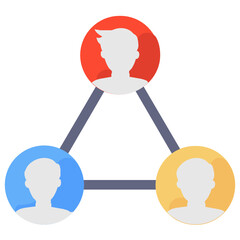 
Team structure flat icon, team lead with subordinates
