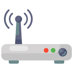 
Wifi Router with wifi signals, trendy icon of internet device 

