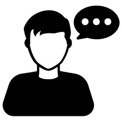 
Man with speech bubble, personal chat flat icon
