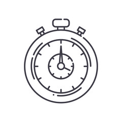 Stopwatch concept icon, linear isolated illustration, thin line vector, web design sign, outline concept symbol with editable stroke on white background.