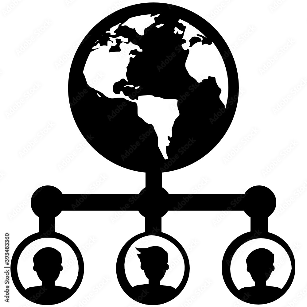 Poster icon of global networking in flat design