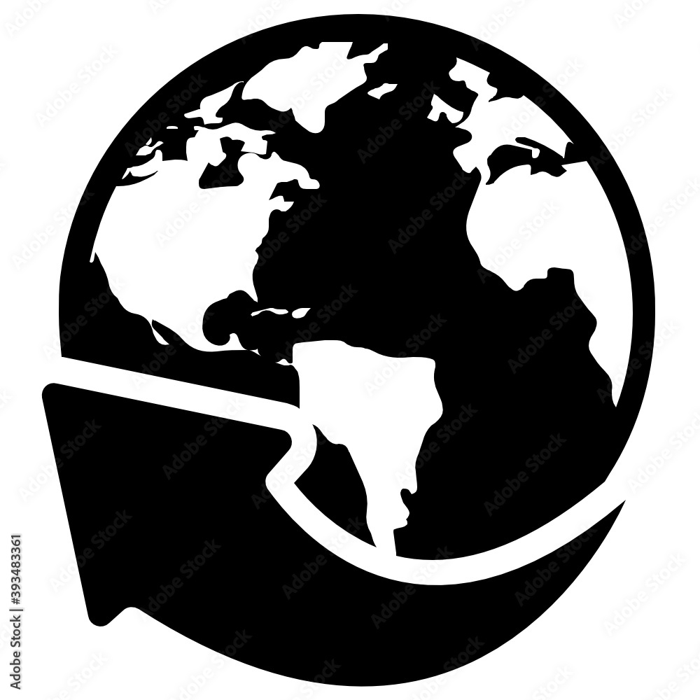 Wall mural icon of global networking in flat design