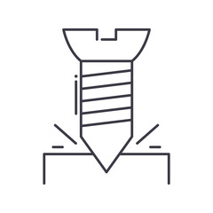 Screw icon, linear isolated illustration, thin line vector, web design sign, outline concept symbol with editable stroke on white background.