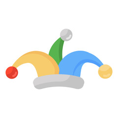 
A flat vector design of jester hat icon 
