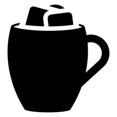 
A christmas hot cocoa with marshmallow, flat icon
