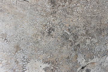 Gray cement concrete wall with cracks and mold texture background