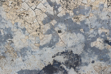 Gray cement concrete wall with cracks and mold texture background