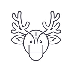 Reindeer icon, linear isolated illustration, thin line vector, web design sign, outline concept symbol with editable stroke on white background.