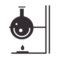 biology flask and burner science element silhouette icon style