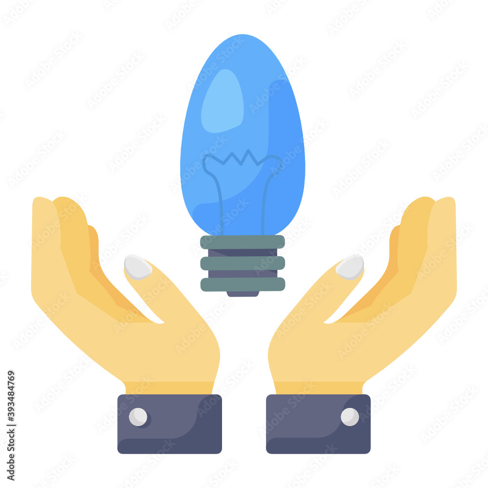 Canvas Prints 
Light bulb inside hands denoting save electricity icon
