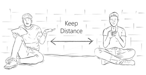 social distancing, keep 6ft distance 
