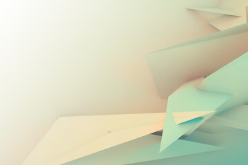 Abstract colorful minimal background with triangular 3d