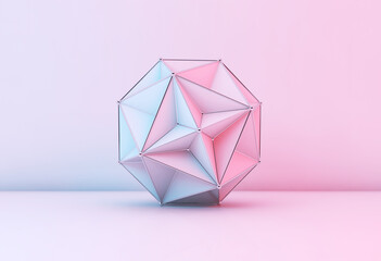 Abstract low-poly object with metal carcass, 3d render