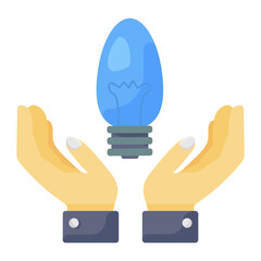 
Light bulb inside hands denoting save electricity icon
