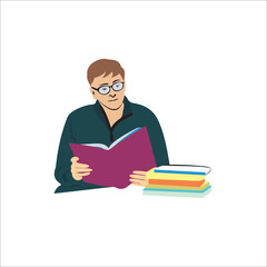 reading book logo design icon vector