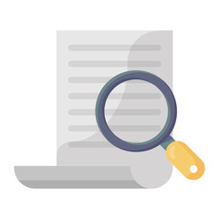 
Book with magnifying glass, flat design of content analysis icon
