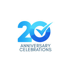 20 Years Anniversary Celebration Blue Gradient Vector Template Design Illustration