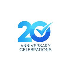 Obraz premium 20 Years Anniversary Celebration Blue Gradient Vector Template Design Illustration