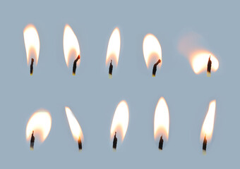 candle flame set on the blue grey background