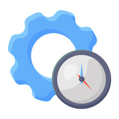 
Gears with cloud, icon of cloud management in flat style 
