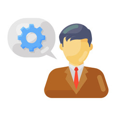 

Gears with cloud, icon of cloud management in flat style 
