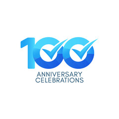100 Years Anniversary Celebration Blue Gradient Vector Template Design Illustration