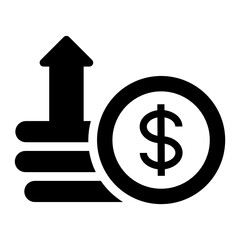 
Dollar coin with upward arrow, economic development icon

