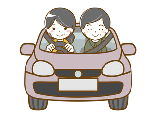 同年代男性とドライブする中年女性