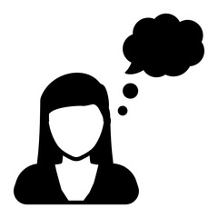 
Girl with thought bubbles denoting daydreaming icon

