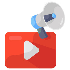 
Trendy flat icon of video promotion 
