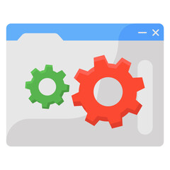 
Gears inside website, web settings flat icon 
