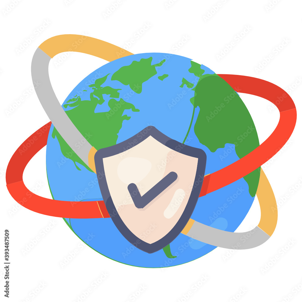 Poster globe with shield showcasing global security icon