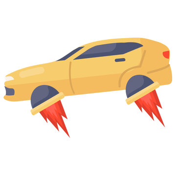 
Flat icon of futuristic car style, ai automobile technology concept 

