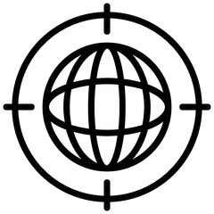 
A globe and pointer representing global location

