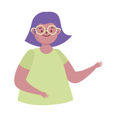 portrait girl female cartoon isolated white background