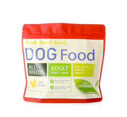 Tasty pet food on white background