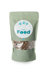 Tasty pet food on white background